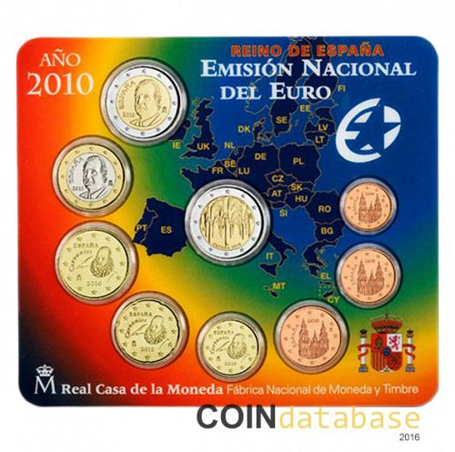 Set Obverse Image minted in SPAIN in 2010 (Annual Mint Sets BU)  - The Coin Database
