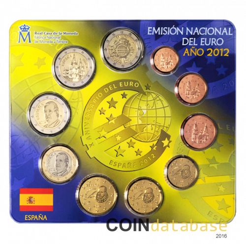 Set Obverse Image minted in SPAIN in 2012 (Annual Mint Sets BU)  - The Coin Database