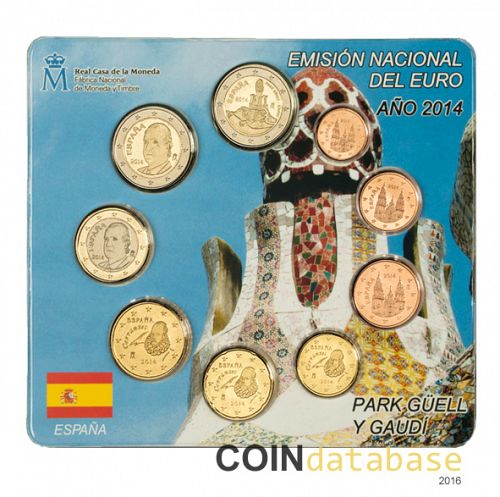 Set Obverse Image minted in SPAIN in 2014 (Annual Mint Sets BU)  - The Coin Database