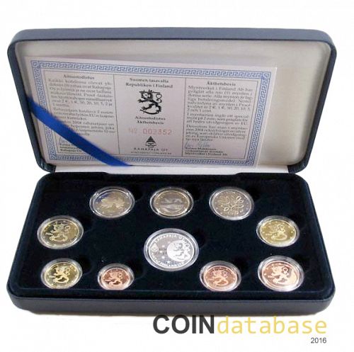 Set Obverse Image minted in FINLAND in 2004 (Annual Mint Sets PROOF + Silver Medal)  - The Coin Database