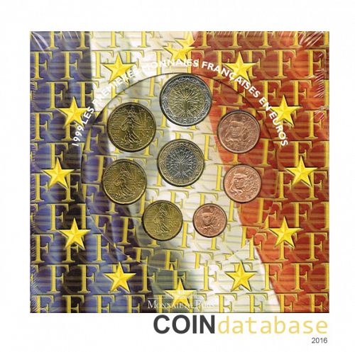 Set Obverse Image minted in FRANCE in 1999 (Annual Mint Sets BU)  - The Coin Database