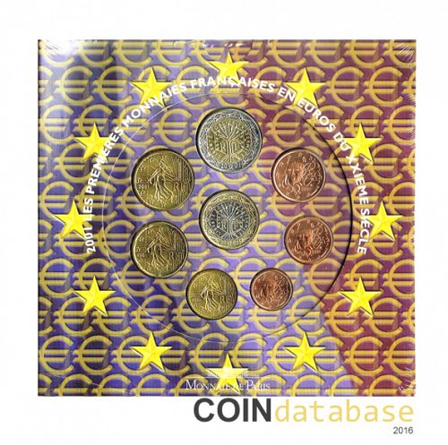 Set Obverse Image minted in FRANCE in 2001 (Annual Mint Sets BU)  - The Coin Database
