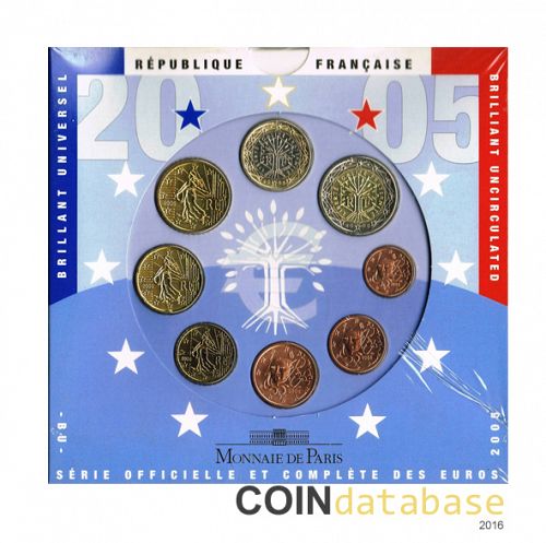 Set Obverse Image minted in FRANCE in 2005 (Annual Mint Sets BU)  - The Coin Database
