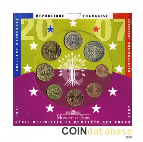 Set Obverse Image minted in FRANCE in 2007 (Annual Mint Sets BU)  - The Coin Database