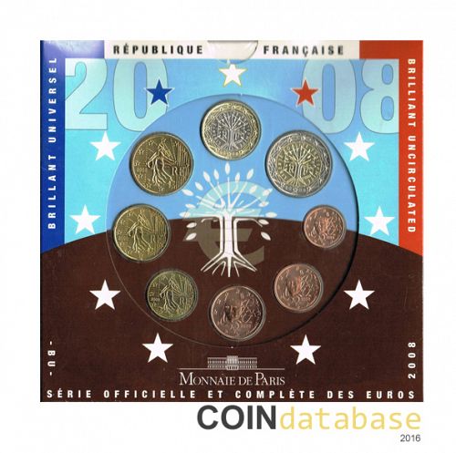 Set Obverse Image minted in FRANCE in 2008 (Annual Mint Sets BU)  - The Coin Database