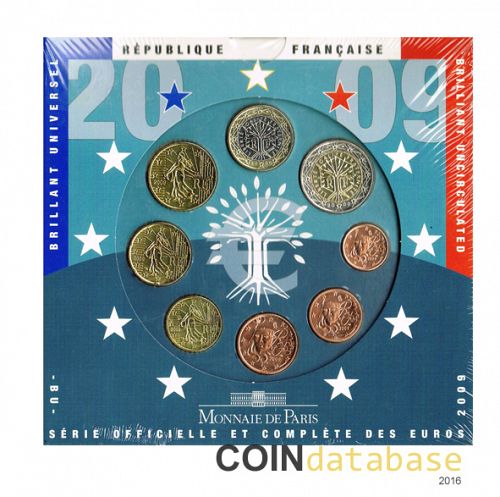 Set Obverse Image minted in FRANCE in 2009 (Annual Mint Sets BU)  - The Coin Database