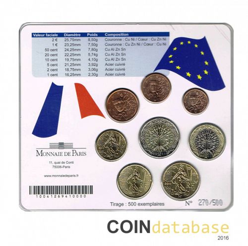 Set Reverse Image minted in FRANCE in 2011 (World Money Fair Mint Sets BU)  - The Coin Database