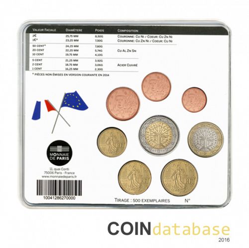Set Reverse Image minted in FRANCE in 2014 (World Money Fair Mint Sets BU)  - The Coin Database
