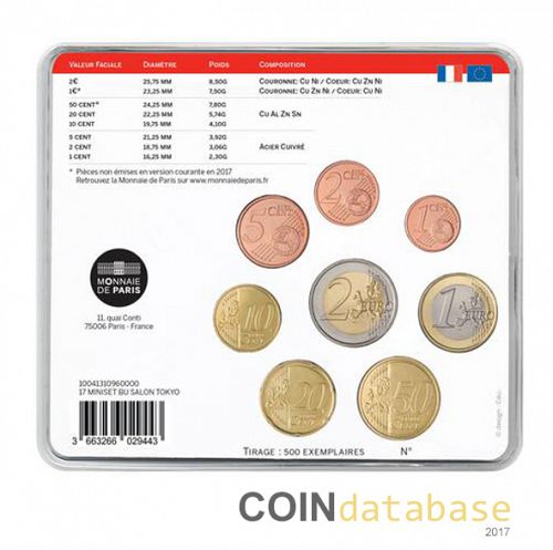 Set Reverse Image minted in FRANCE in 2017 (Tokyo International Coin Convention Mint Sets BU)  - The Coin Database