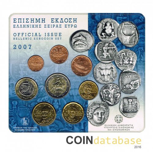 Set Obverse Image minted in GREECE in 2007 (Annual Mint Sets BU)  - The Coin Database