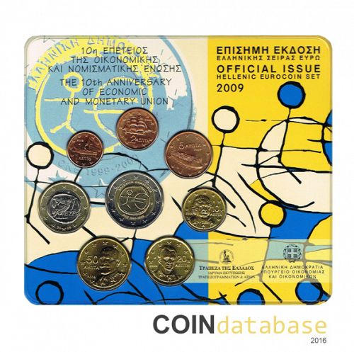 Set Obverse Image minted in GREECE in 2009 (Annual Mint Sets BU)  - The Coin Database