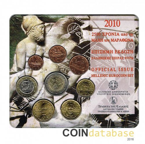 Set Obverse Image minted in GREECE in 2010 (Annual Mint Sets BU)  - The Coin Database