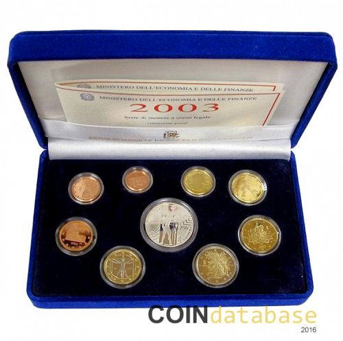 Set Obverse Image minted in ITALY in 2003 (Annual Mint Sets PROOF)  - The Coin Database