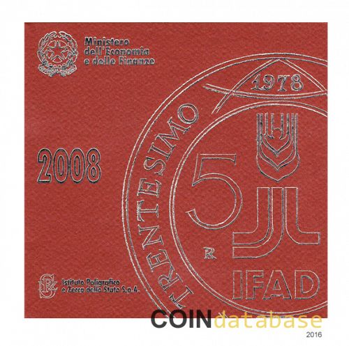 Set Obverse Image minted in ITALY in 2008 (Annual Mint Sets BU + 5€ coin)  - The Coin Database