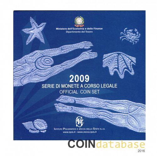 Set Obverse Image minted in ITALY in 2009 (Annual Mint Sets BU + 5€ coin)  - The Coin Database