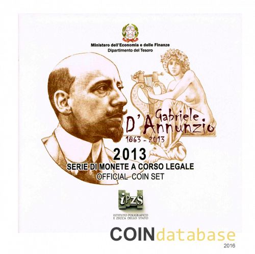 Set Obverse Image minted in ITALY in 2013 (Annual Mint Sets BU + 5€ coin)  - The Coin Database