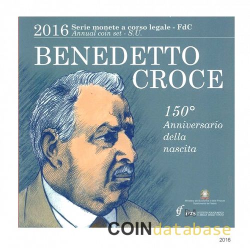 Set Obverse Image minted in ITALY in 2016 (Annual Mint Sets BU + 5€ coin)  - The Coin Database