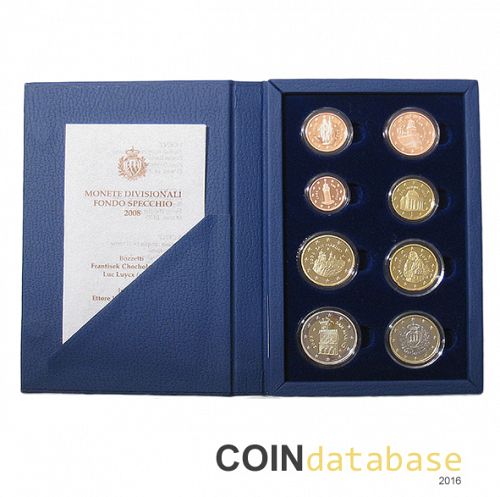 Set Obverse Image minted in SAN MARINO in 2008 (Annual Mint Sets PROOF)  - The Coin Database