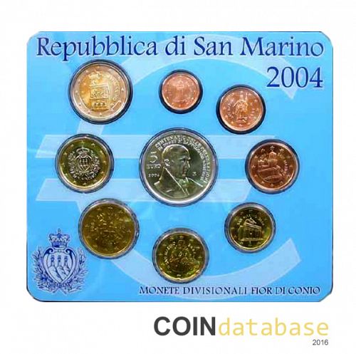 Set Reverse Image minted in SAN MARINO in 2004 (Annual Mint Sets BU + 5€ silver coin)  - The Coin Database