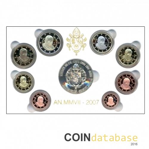 Set Obverse Image minted in VATICAN in 2007 (Annual Mint Sets PROOF + silver medal)  - The Coin Database