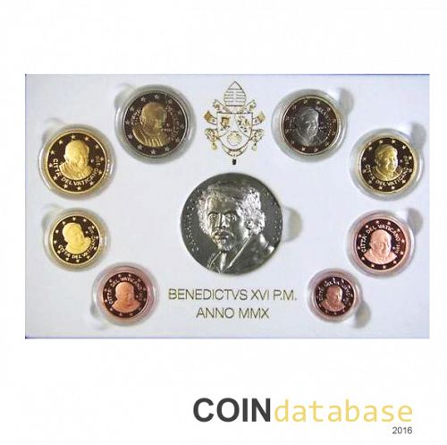 Set Obverse Image minted in VATICAN in 2010 (Annual Mint Sets PROOF + silver medal)  - The Coin Database