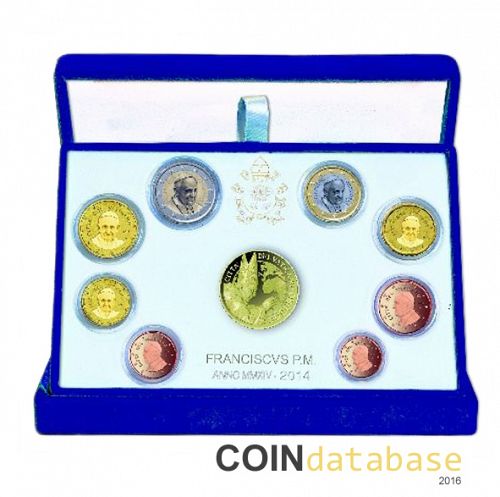 Set Obverse Image minted in VATICAN in 2014 (Annual Mint Sets PROOF + gold 50€)  - The Coin Database