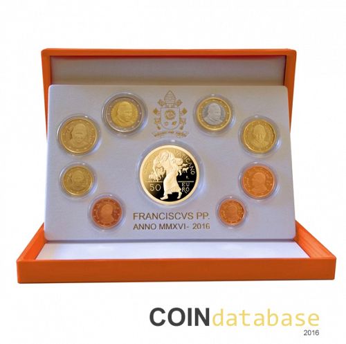 Set Obverse Image minted in VATICAN in 2016 (Annual Mint Sets PROOF + gold 50€)  - The Coin Database