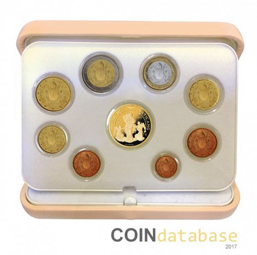 Set Obverse Image minted in VATICAN in 2017 (Annual Mint Sets PROOF + gold 50€)  - The Coin Database