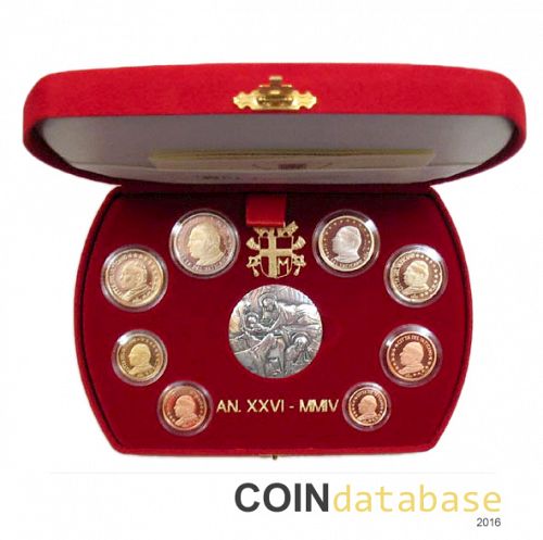 Set Reverse Image minted in VATICAN in 2004 (Annual Mint Sets PROOF + silver medal)  - The Coin Database