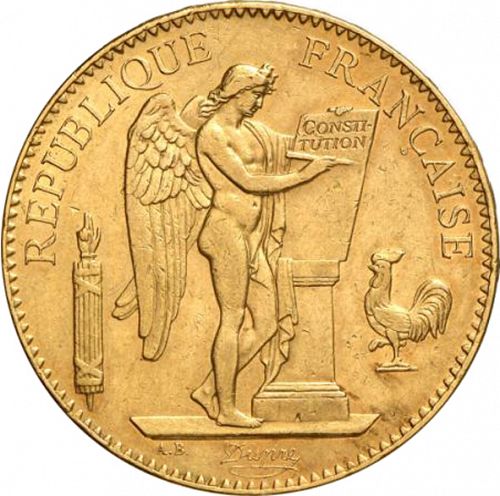 100 Francs Obverse Image minted in FRANCE in 1879A (1871-1940 - Third Republic)  - The Coin Database