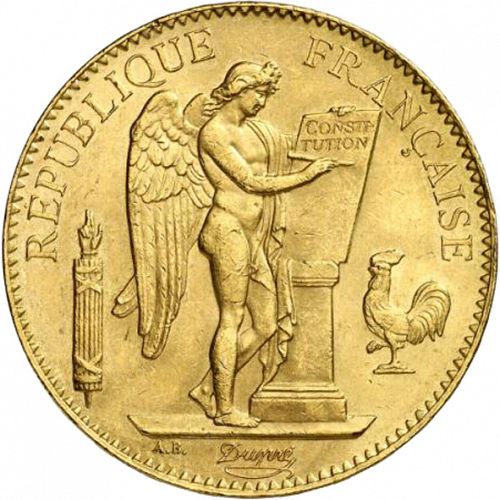100 Francs Obverse Image minted in FRANCE in 1886A (1871-1940 - Third Republic)  - The Coin Database