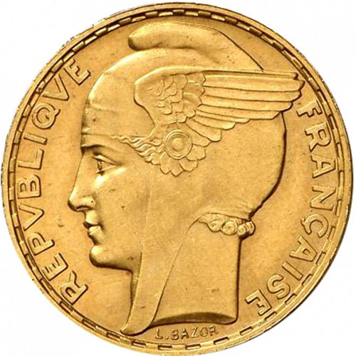 100 Francs Obverse Image minted in FRANCE in 1933 (1871-1940 - Third Republic)  - The Coin Database