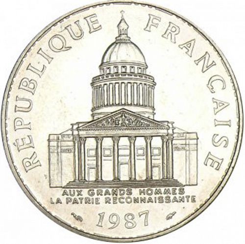 100 Francs Obverse Image minted in FRANCE in 1987 (1959-2001 - Fifth Republic)  - The Coin Database