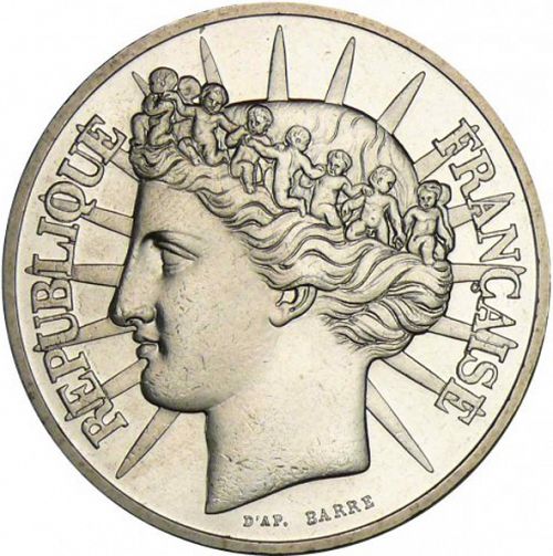 100 Francs Obverse Image minted in FRANCE in 1988 (1959-2001 - Fifth Republic)  - The Coin Database