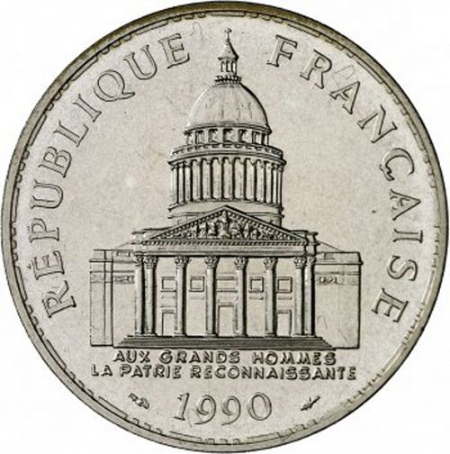 100 Francs Obverse Image minted in FRANCE in 1990 (1959-2001 - Fifth Republic)  - The Coin Database