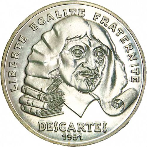 100 Francs Obverse Image minted in FRANCE in 1991 (1959-2001 - Fifth Republic)  - The Coin Database