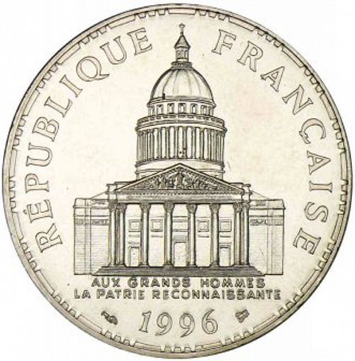 100 Francs Obverse Image minted in FRANCE in 1996 (1959-2001 - Fifth Republic)  - The Coin Database