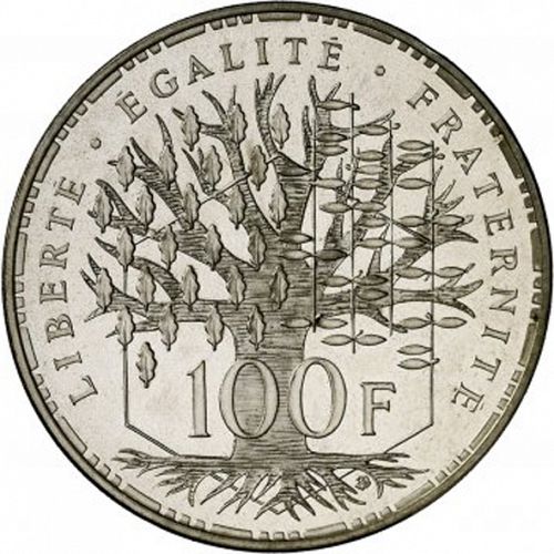100 Francs Reverse Image minted in FRANCE in 1985 (1959-2001 - Fifth Republic)  - The Coin Database