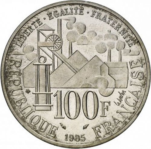 100 Francs Reverse Image minted in FRANCE in 1985 (1959-2001 - Fifth Republic)  - The Coin Database