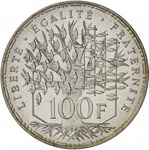 100 Francs Reverse Image minted in FRANCE in 1990 (1959-2001 - Fifth Republic)  - The Coin Database