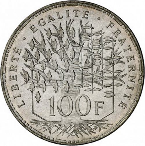 100 Francs Reverse Image minted in FRANCE in 1991 (1959-2001 - Fifth Republic)  - The Coin Database