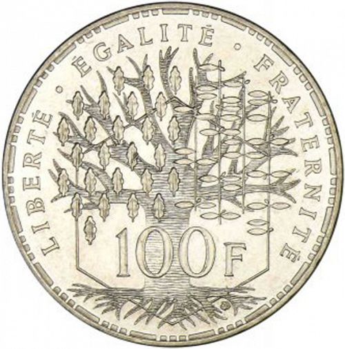 100 Francs Reverse Image minted in FRANCE in 1996 (1959-2001 - Fifth Republic)  - The Coin Database