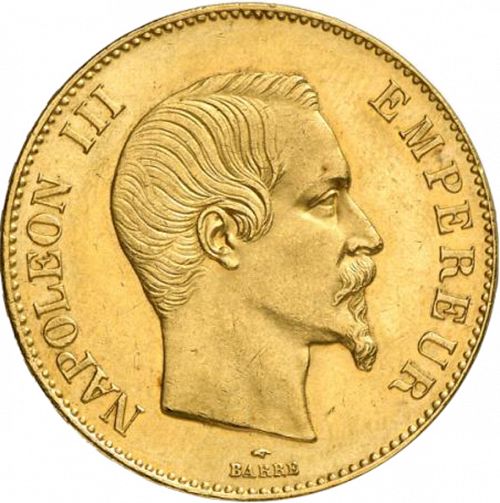 100 Francs Obverse Image minted in FRANCE in 1859A (1852-1870 - Napoléon III)  - The Coin Database