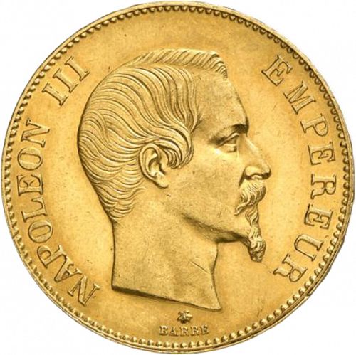 100 Francs Obverse Image minted in FRANCE in 1859BB (1852-1870 - Napoléon III)  - The Coin Database