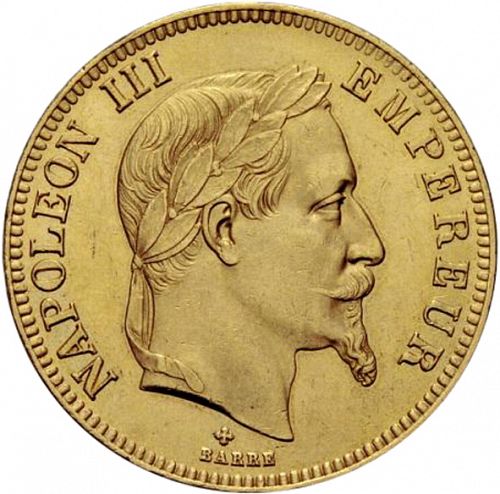 100 Francs Obverse Image minted in FRANCE in 1862BB (1852-1870 - Napoléon III)  - The Coin Database