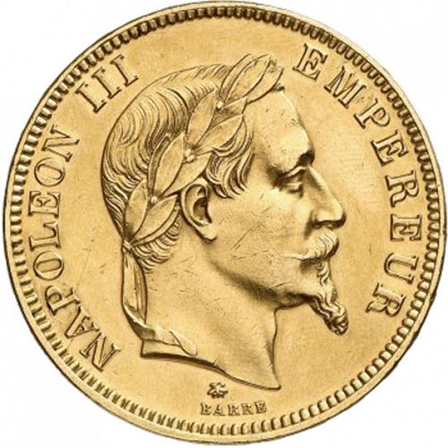 100 Francs Obverse Image minted in FRANCE in 1864A (1852-1870 - Napoléon III)  - The Coin Database