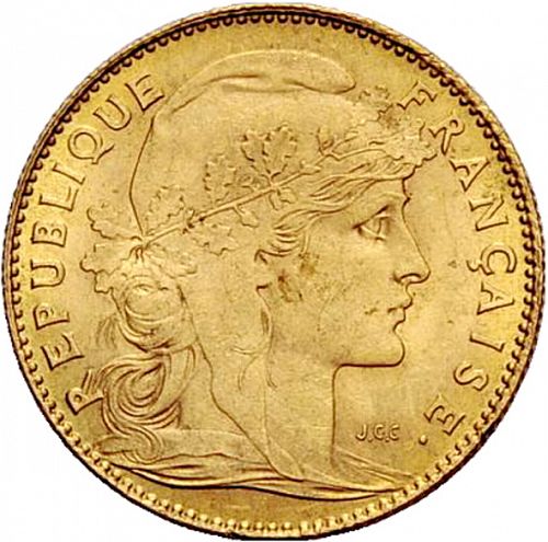 10 Francs Obverse Image minted in FRANCE in 1899 (1871-1940 - Third Republic)  - The Coin Database