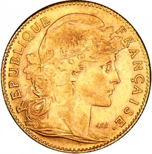 10 Francs Obverse Image minted in FRANCE in 1911 (1871-1940 - Third Republic)  - The Coin Database