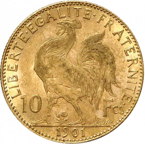 10 Francs Reverse Image minted in FRANCE in 1901 (1871-1940 - Third Republic)  - The Coin Database