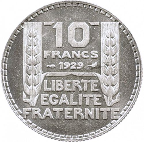 10 Francs Reverse Image minted in FRANCE in 1929 (1871-1940 - Third Republic)  - The Coin Database